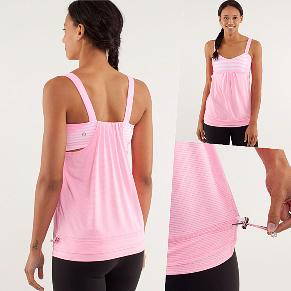 Lululemon Run Built-in Bra Loose Mesh Tank 12 Pink NWOT